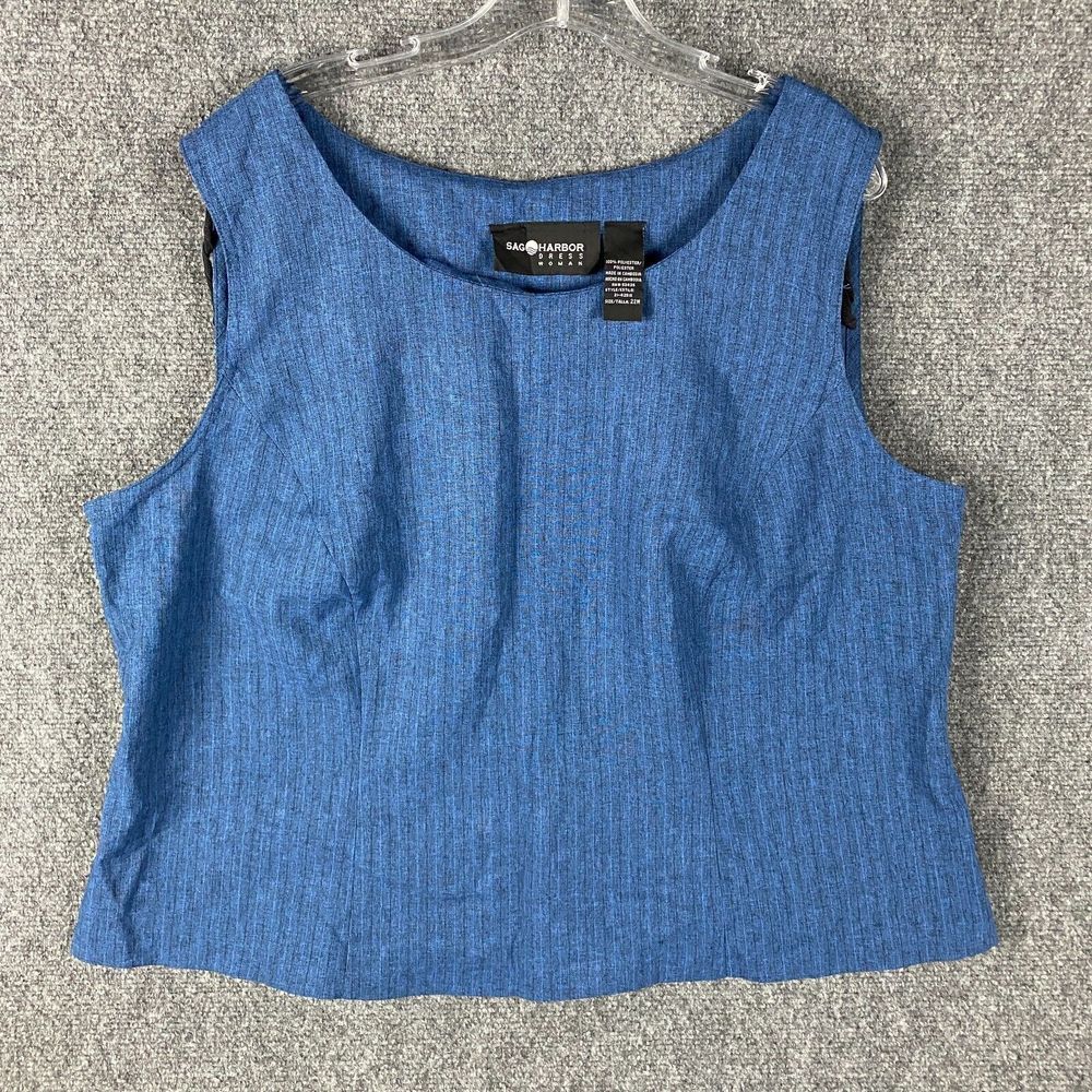 Sag Harbor Top Women's 22W 100% Polyester Blue Adults Formal